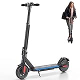 Caroma Electric Scooter 350W Motor, 20 Miles Range & 20 Mph, 9' Solid Tires, Double Braking System, Ambient Light Portable Folding Commute E Scooter for Adults with Rear Suspension (Matt Black)