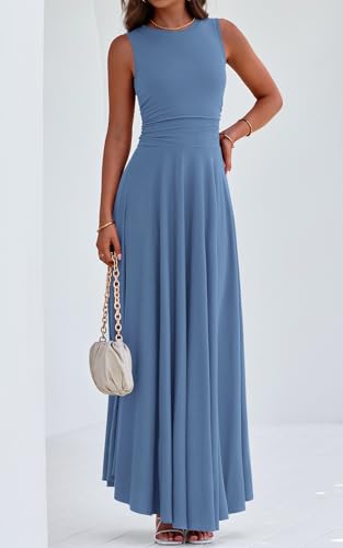 Image of PRETTYGARDEN Womens Summer Dresses 2026 Casual Sleeveless Crewneck Aline Maxi Dress Stretch Tank Flowy Long Dresses