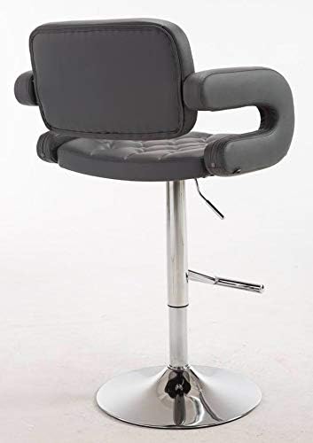 Back view of the grey CLP Dublin bar stool, showing the backrest and armrests.