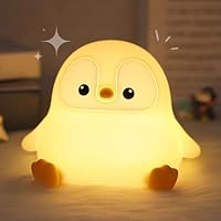 Okayera Penguin Night Light, Pudgy Penguins Squishy Nightlight for Kids, LED Silicone Night Lamp with Dimmable & 20 Auto-Off, Nursery Nightlight Stuff for Boys Girls Women