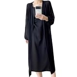 [ORWZDCO] カーディガン レディース 日焼け止め服 長袖 Vネック UVカット 冷房対策 ロング丈 薄手 無地 ゆったり 着痩せ 通勤 春 夏 秋