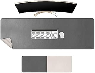Chihein Dual Sided PU Leather Desk Pad 115x50cm - Desk Protector Pad Desk Mat Large Mouse Pad, Writing Mat Waterproof Desk Cover for Office Home Table Gaming (Brown/Gray)