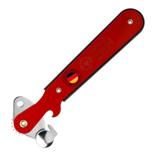 Westmark Hebeldosenöffner 'Columbus' – Schmaler Dosenöffner mit Kapselheber ideal zum Öffnen von Konservendosen und Flaschen – Rot, 1025227R