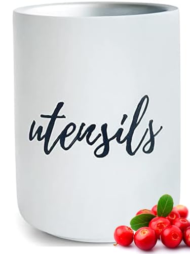 STYLED SETTINGS White Utensil Holder for Countertop - Rustic Farmhouse Organizer for Extra Large...