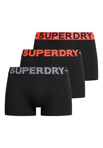 Superdry Calzoncillos bóxer para hombre, pack de tres, negro /