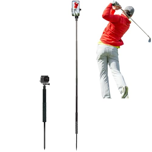 Golf Monopod Selfie Stick with Ground Spike Stake, Golf Swing Analyzer Phone Holder for Training Aid, Golf Selfie Stick Phone Holder for Recording Swings