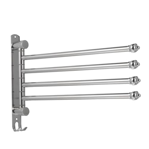 Porte serviettes mural inox sans perçage à double barre pivotante - 2