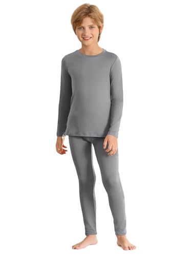 Haloumoning Thermal Underwear for Kids Boys Winter Base Layer Athletic Skiing Long Johns Sets 5-14 Years