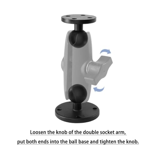 Image of Strg 1'' Ball Mount with Aluminum Alloy Round Plate, 1 Inch Ball Mount Base with AMPS Holes Compatible with RAM Mount 1 Inch /B Size / 25MM Ball Double Socket Arms