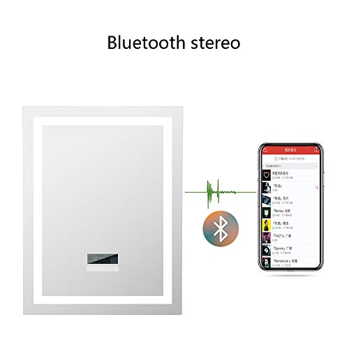 Flyelf Bathroom Wall Mirror,with Two Bluetooth Speakers,Illuminated Touch Control Dimmable 600x800mm