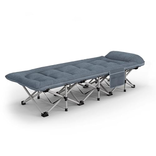 MRVAKDYDI Cuna de Camping Cama de Camping, Cama Plegable for Adultos, Tela Agradable for la Piel, Soporte Resistente, Bolsillos Laterales, Cuna portátil