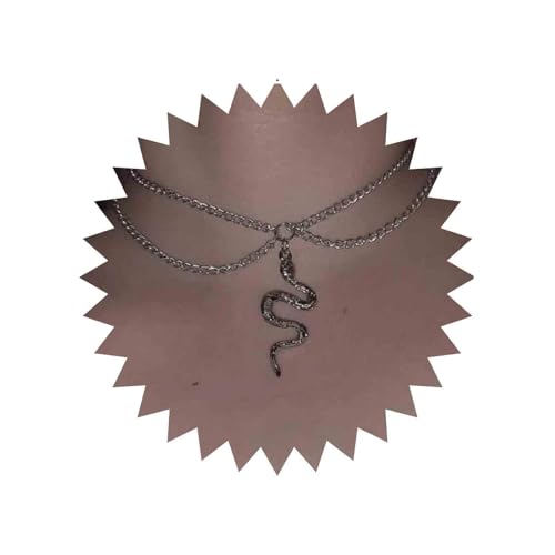 Yheakne Punk Snake Pendant Necklace Choker Silver Layered Serpent Necklaces
