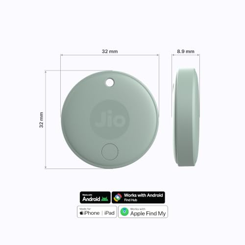 Image of JioTag (2nd Generation) (Olive) - Android or iOS Compatible IP64 Rated Worldwide Item Finder for Keys, Wallets, Luggage, Gadgets and More |1+1 Year Battery | No SIM Needed