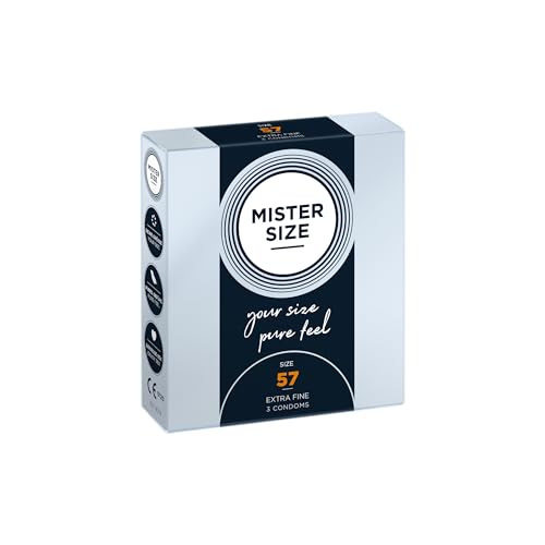 MISTER SIZE Kondome Extra Dünn & Hauchzart Gefühlsecht & Extra Feucht Perfekte Passform Aus Naturkautschuk-Latex für Natürliches Gefühl & Höchste Sicherheit (3er Pack 57mm)