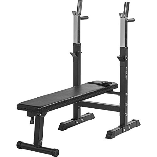 MOVIT® Hantelbank mit verstellbarer Langhantelablage und Dip-Station,...