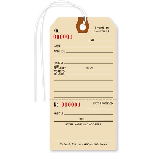 SmartSign Pack of 1000 Repair Tags with Attached String...