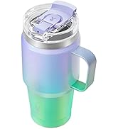 Meoky 24oz Travel Mug, Triple Insulated Stainless Steel Tumbler with Handle and 2-in-1 Straw and ...