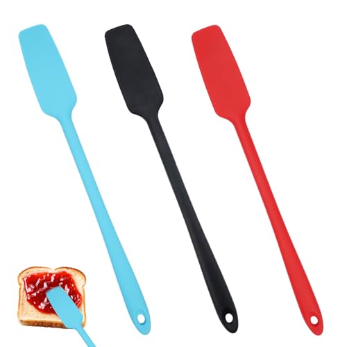 3 Stück Silicone Spatula,28.2 x 3.3 cm Langer Griff Silikon Spatel,BPA-frei,Silikon Glasspatel Hitzebeständig,Antihaft,Nahtlose,Teigschaber Silikon für Backen Verteilen und Mischen Lebensmitteln