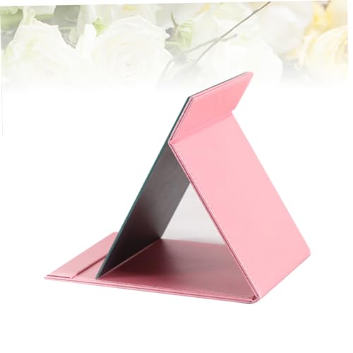 Espejo de maquillaje plegable de cuero PU rosa grande Nolitoy miniatura 5