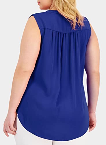 Image of Eytino Womens Plus Size Tank Tops Summer Sleeveless V Neck Casual Loose Chiffon Blouse Office Work Shirts(1X-5X)
