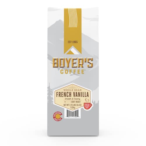 Boyer's Coffee, French Vanilla Coffee, Light Roast Flavored Coffee, Whole