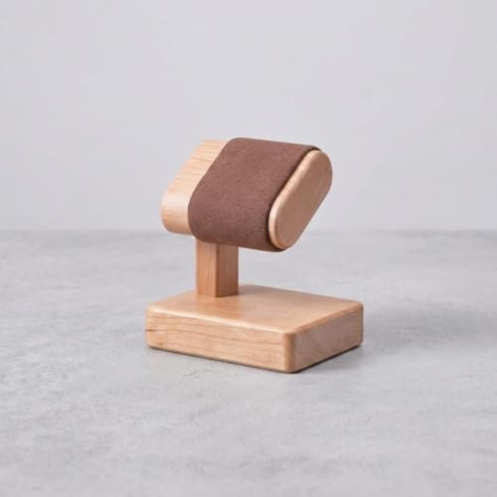 Wooden Rectangular Base Watch Display Stand, Compact Beige