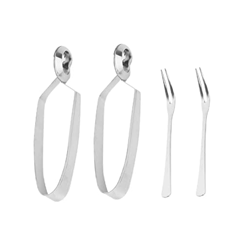 LAPYAPPE 4pièces Pince à Escargots Anti-brûlure Fourchette à Escargots Acier Inoxydable Multifonctionnelle Pratique Pour Fruits De Mer Pain Fromage Et Plus