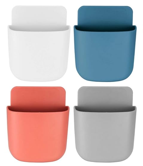 4 Pcs Remote Control Holder Wall Mounted Remote Control Storage Box, Self-adhesive Hanging Sundries Organizer Storage Boxes for Home Office Key Pen Mobile Phone Storage Box Holder