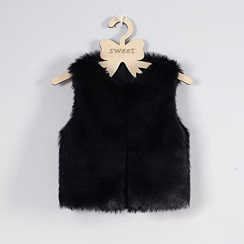 Faux 𝗙𝘂r Vest for Toddler Girls Sleeveless Open Front Crewneck Thick Coat Winter Puffy Warm Windproof Outwear2