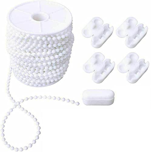 EveryHome Roller Blind and Roman Shade Blind Beaded Chain Cord White Plastic Roller Blind Chain Repair (20M)
