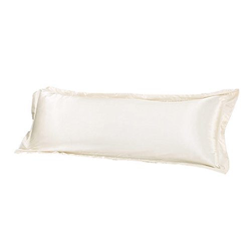 Homyl Funda Larga de Almohada de Seda Poliéster con Sensación Suave Y Cómoda para Cuerpo Cubierta de Almohada Corporal Funda Doble Funda de Belleza Adecuada, Blanco 48x150cm, Individual