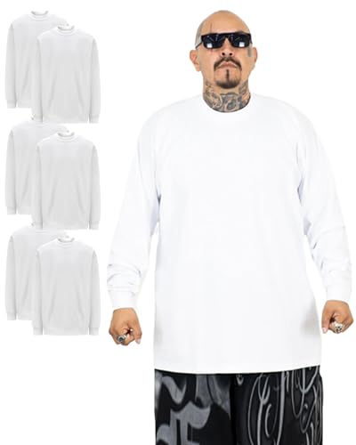 FB County Long Sleeve Heavy Hard T-Shirt, 6 Pack, White, 3X-Large