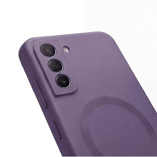 Image of amazon basics Premium Mag-Safe Case for Samsung Galaxy S21FE 5G | Shockproof & Anti-Scratch Cover | Soft Silicone with Wireless Charging | Camera Lens Guard - Purple