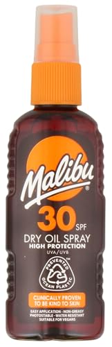 Malibu Sun SPF 30 Non-Greasy Dry Oil Spray for Tanning High Protection Water Resistant 100 ml (Pack of 1)