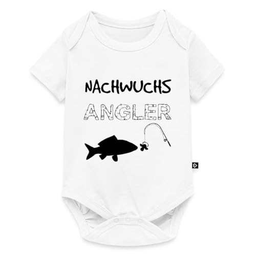 Spreadshirt Nachwuchs Angler Angel Geschenk Zur Geburt Angler Kurzarm Tages Baby Body, 56 (0-2 M.), Weiß