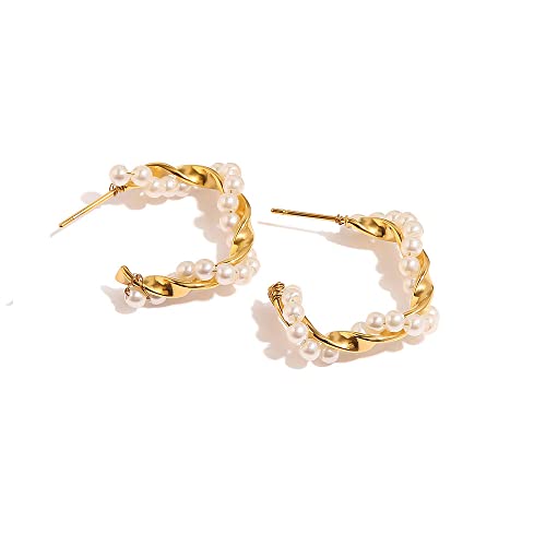 Boucles d'oreilles or massif 14k, argent S925, pierres vertes et perles d'eau douce