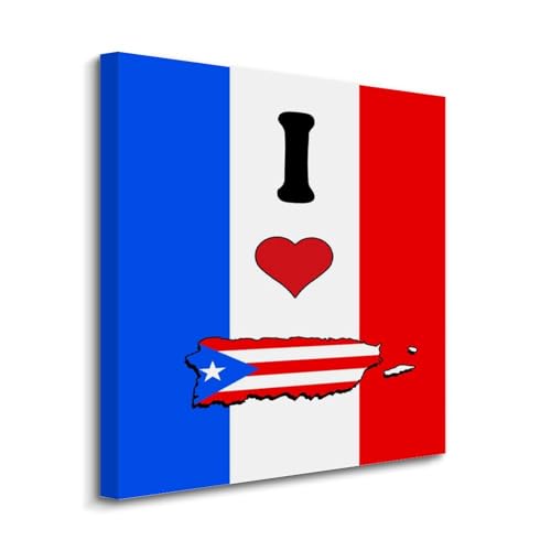 Lienzo de Puerto Rico para pared decorativo de 20 pulgadas con diseño impreso de bandera