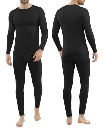 NY Threads Thermal Underwear for Men Mens Long Johns Set Base Layer Top and Bottom for Cold Weather, X-Large, Black