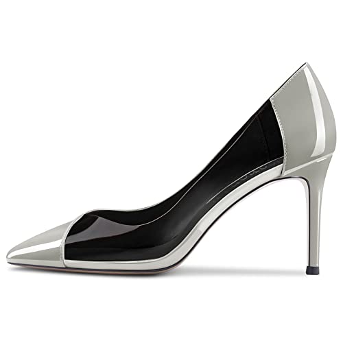 DearOnly Womens Clear Pumps Closed Pointed Toe Stiletto High Heel Slip On Patent Dress Shoes Shopping Vacation 3 Inch2