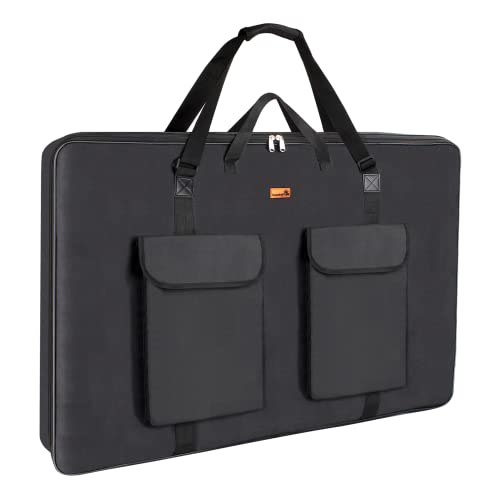 TreochtFUN Art Portfolio 23 X 31, Portfolio Case A2 Heavy duty Portfolio Folder for Artwork With Shoulder Strap, Art Supply Bag For Large Painting Board Supplies .(Black)