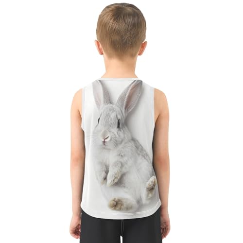 Boys Tank Top Shirts Gray Rabbit Lovely Sleeveless T-Shirts Crew Neck for Kids Clothing Children3