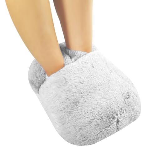 SUPERFA Rubber Hot Water Bottle for Feet Feet Warmers for Women Foot Warmer Slippers for Winter (Grey)