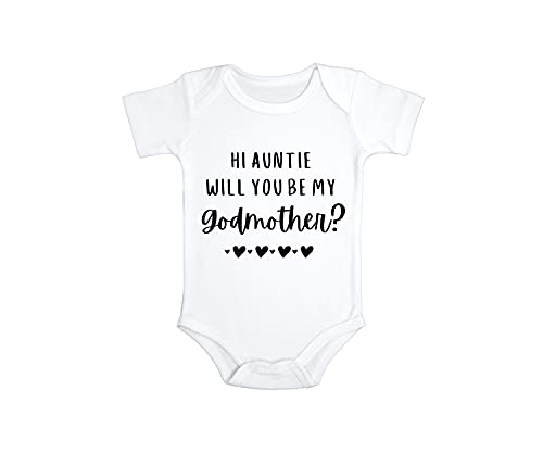 Hi Auntie Will You Be My Godmother Baby Bodysuit | Tia | Baptism Jumpsuit | Madrina