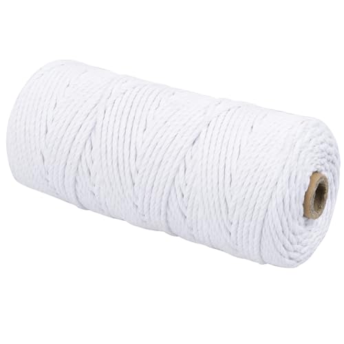 Hilo Macrame 3mm, Cuerda de Macramé, 3mm * 100m Macrame, Cuerda Algodon, Trapillo para Crochet, Adecuado para Procesos de Bricolaje y Reparación de Ropa, Blanco