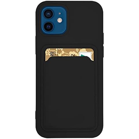 t&b enterprise iPhone 14 Card Slot Silicone Case, Liquid Silicone Case For iPhone 14 Back Card Holder, Shock-Proof Soft TPU Phone Cover with Credit Card Holder Slot For iPhone 14 (6.1 inch) Black Cover