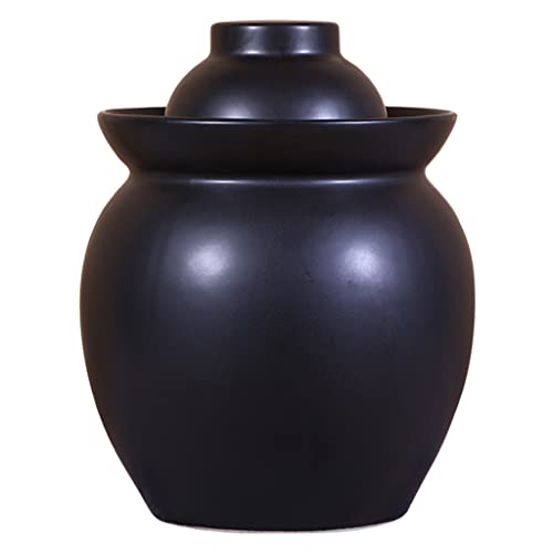 vaso di fermentazione. Grande vaso in ceramica con coperchio, kit di fermentazione tradizionale cinese Coccio con coperchio a tenuta d'acqua(Black,0.5KG)