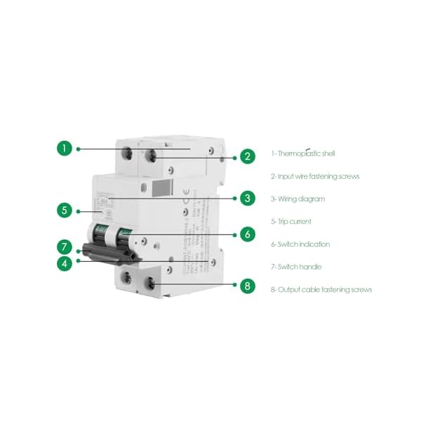 2P 250V Low Voltage DC Miniature Circuit Breaker for Solar Panels Grid System Din Rail Mount(63A) Breaker DC Circuit Amp Solar Double Pole - Image 3