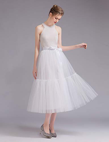Maxi Vintage Tea Length Evening Party Wedding Tulle Skirt for Women White 4XL2