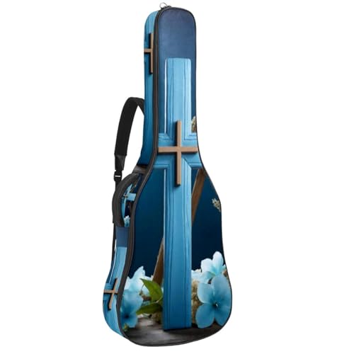 Protégez votre guitare acoustique des chocs et de la pluie avec cet étui étanche à motif bleu