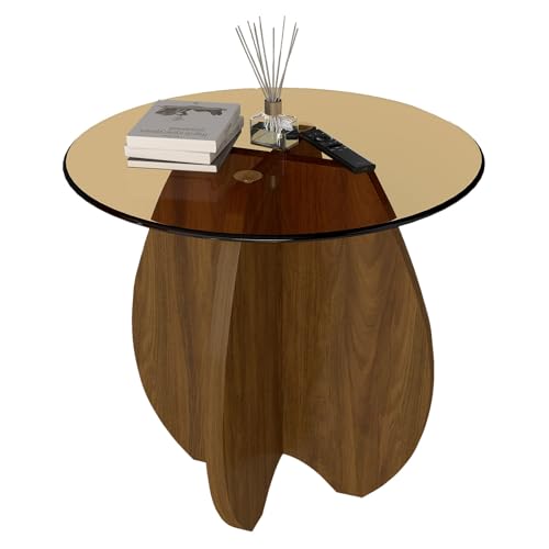 Permory Glass Side Table, Round End Table with Modern Style,